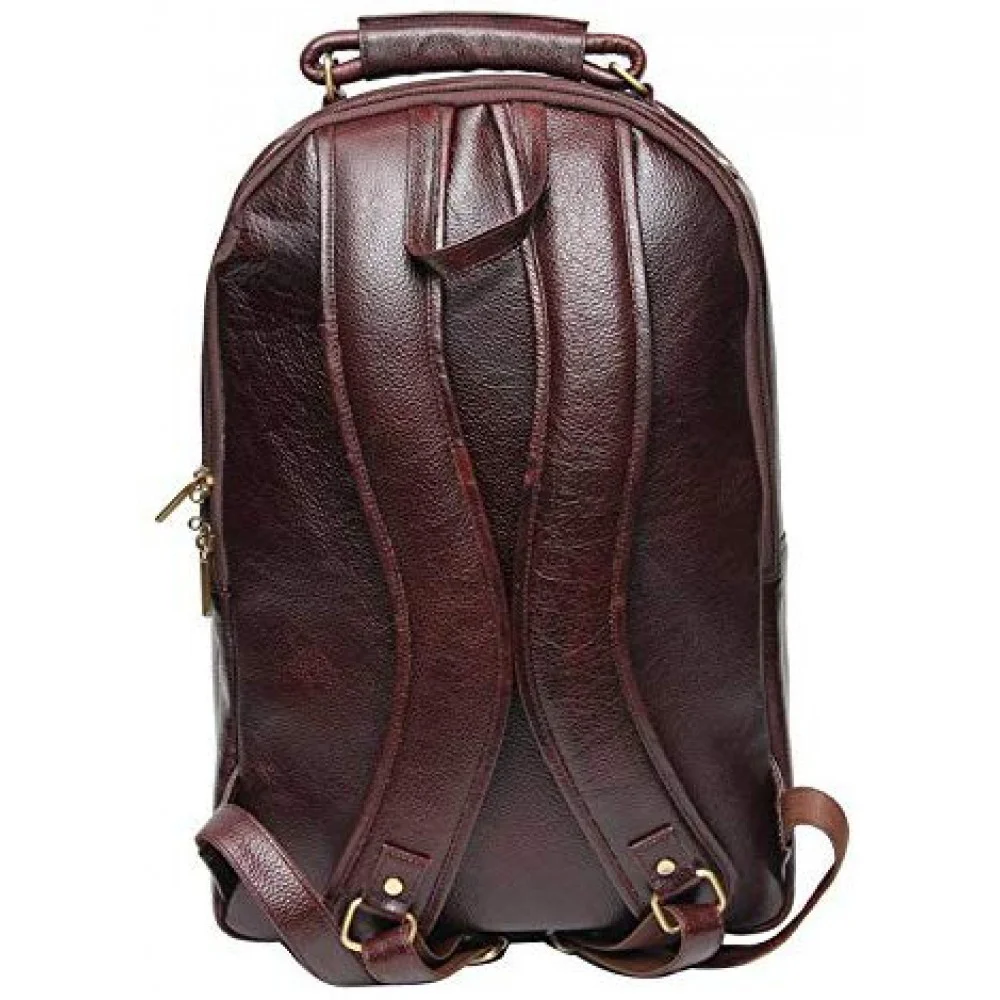 18 inch Leather Laptop Backpack - Brown