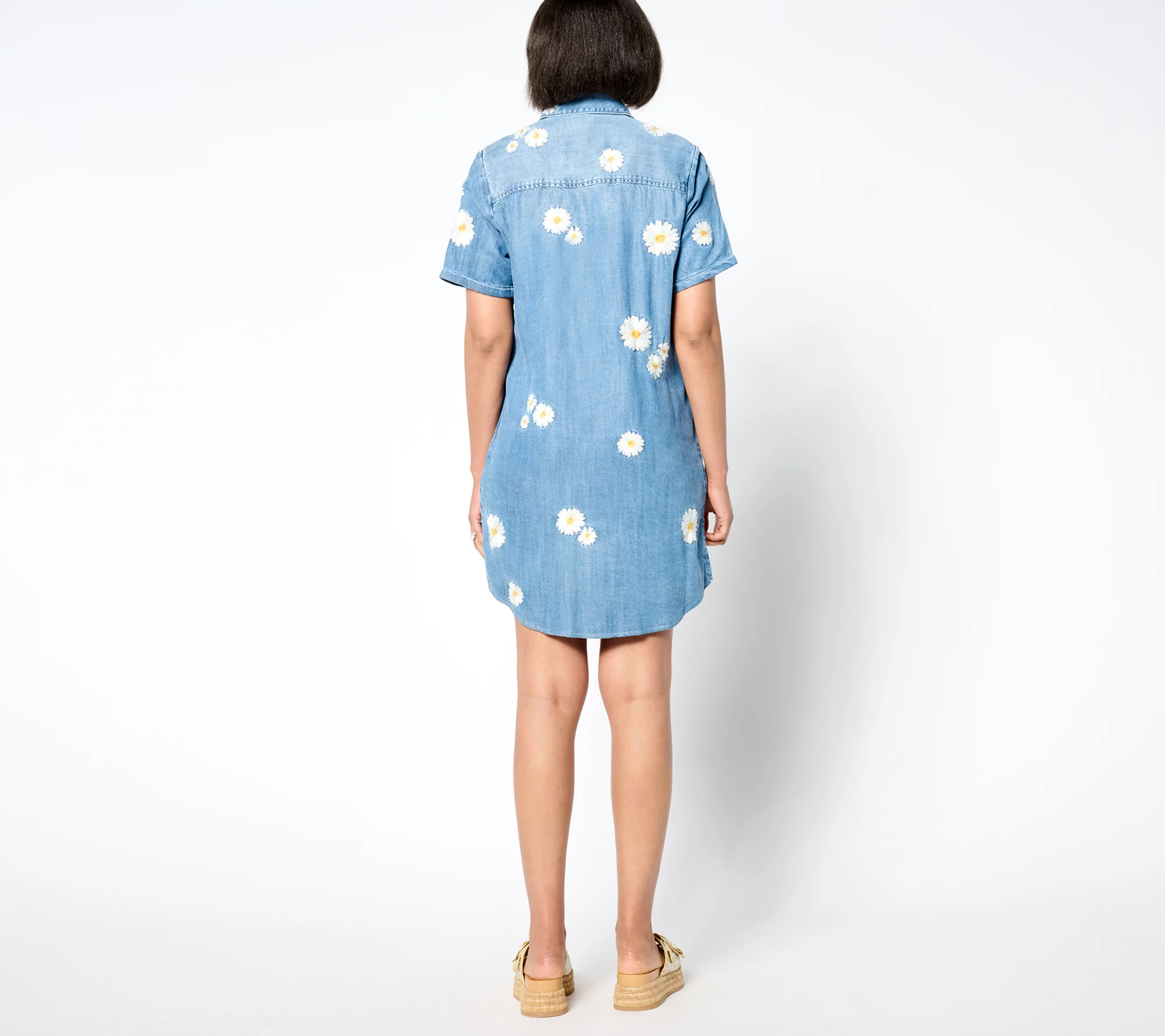 "As Is" Driftwood Jeans Embroidered Short Sleeve Mabel Dress