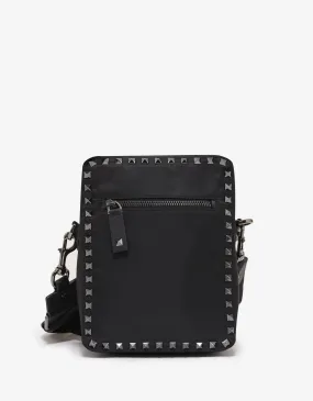 Black Nylon Rockstud Shoulder Bag -