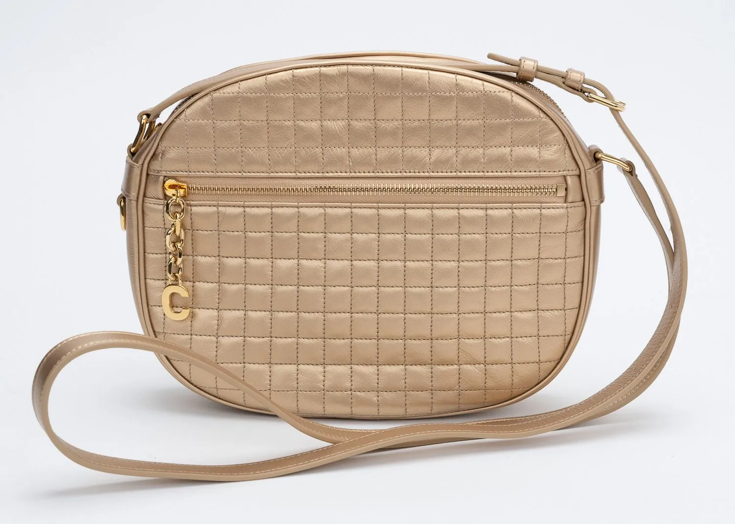 Celine New Gold Quilted Cross Body Bag