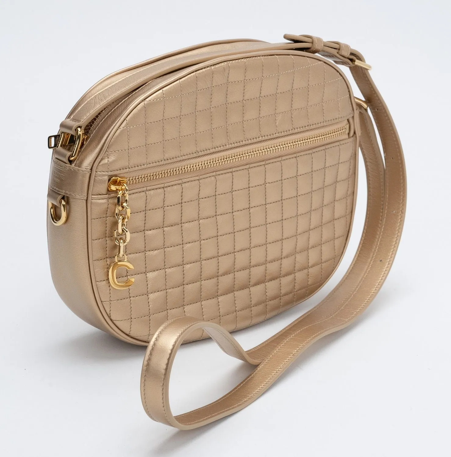 Celine New Gold Quilted Cross Body Bag