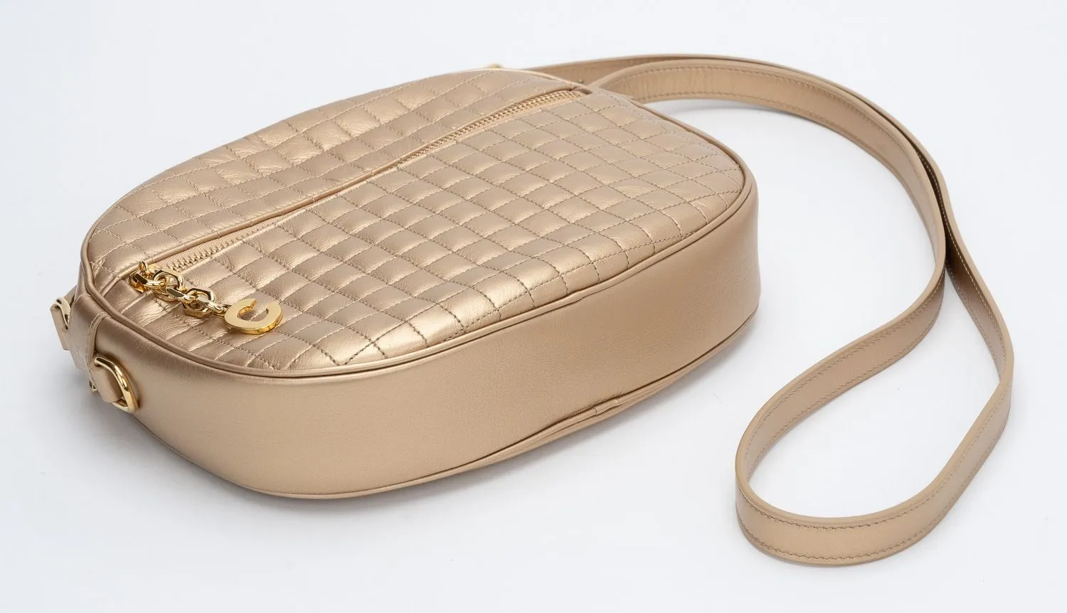 Celine New Gold Quilted Cross Body Bag