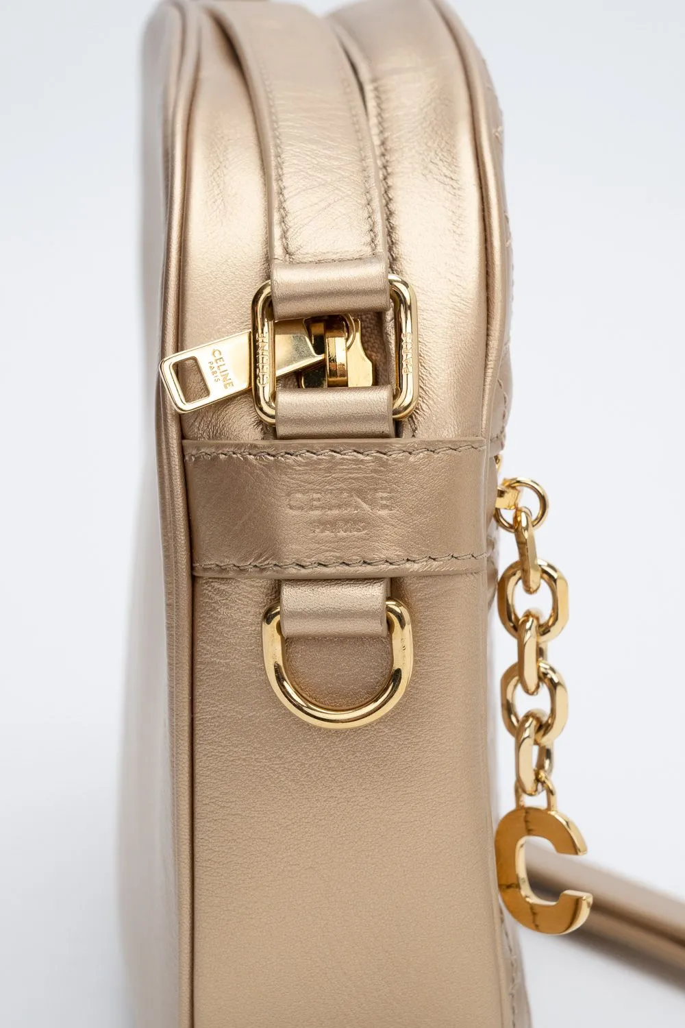 Celine New Gold Quilted Cross Body Bag