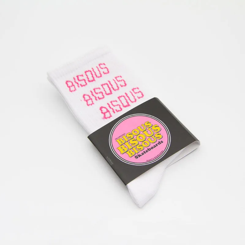 Chaussettes Bisous Skateboards - Bisous X3 (White/Pink)