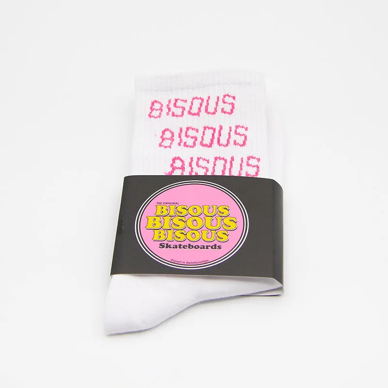 Chaussettes Bisous Skateboards - Bisous X3 (White/Pink)