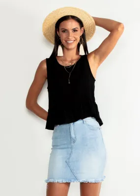 Come Find Me Linen Sleeveless Top - Black