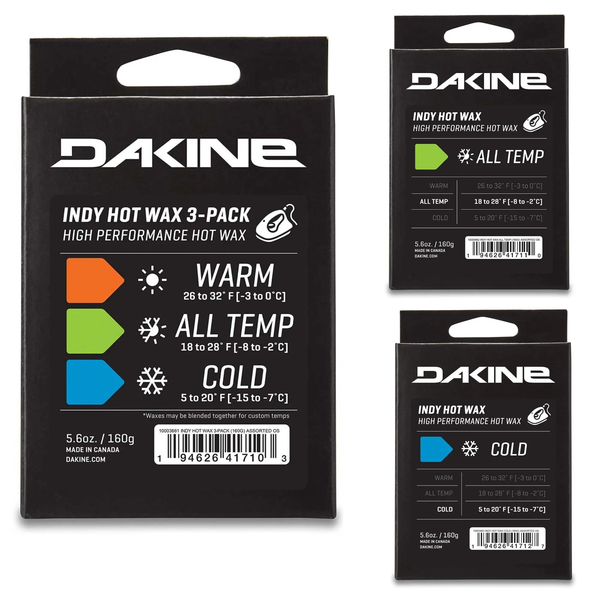 Dakine Ski & Snowboard Wax - All Temp, Cold, Variety Pack