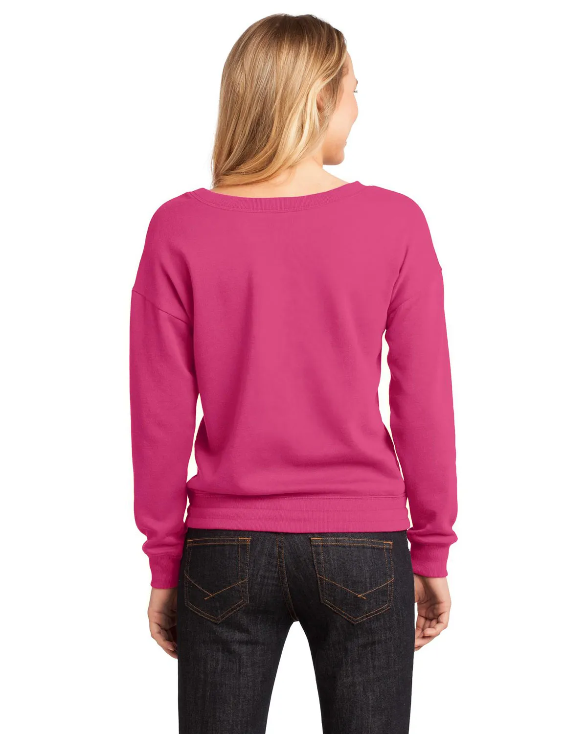 District DT293 Women Core Fleece Wide Neck Pullover