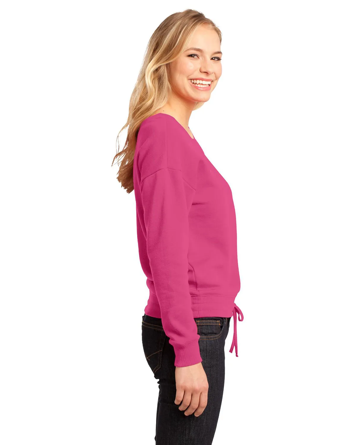 District DT293 Women Core Fleece Wide Neck Pullover