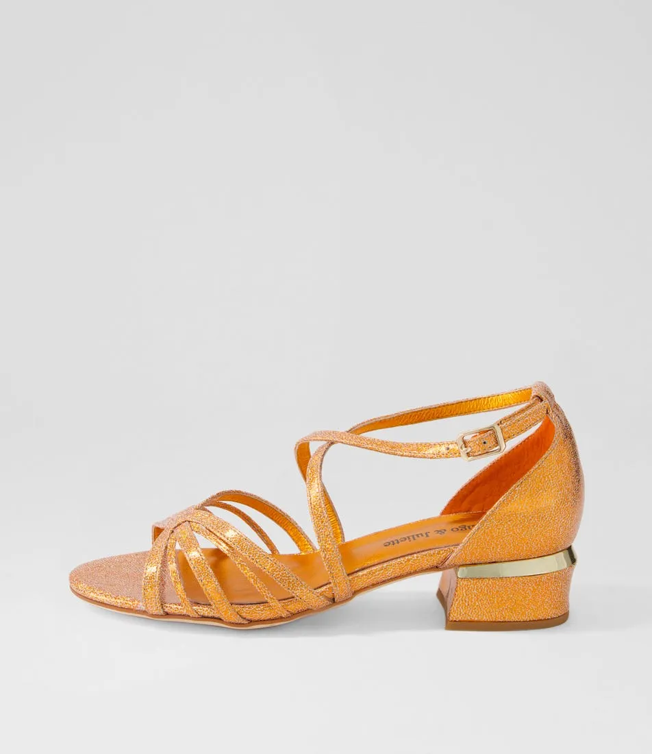 DJANGO & JULIETTE Tenna Orange Glam Leather Sandals