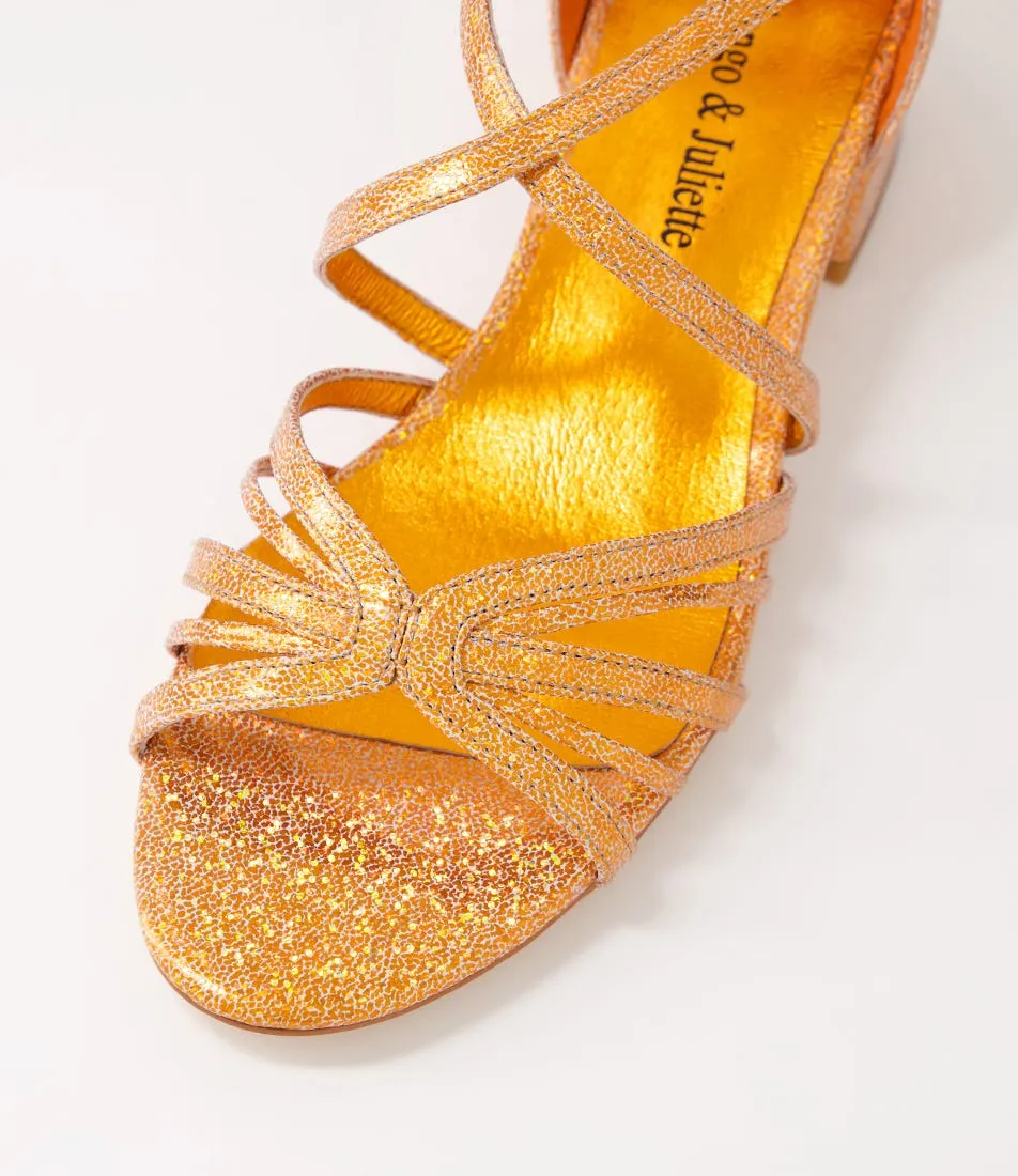 DJANGO & JULIETTE Tenna Orange Glam Leather Sandals