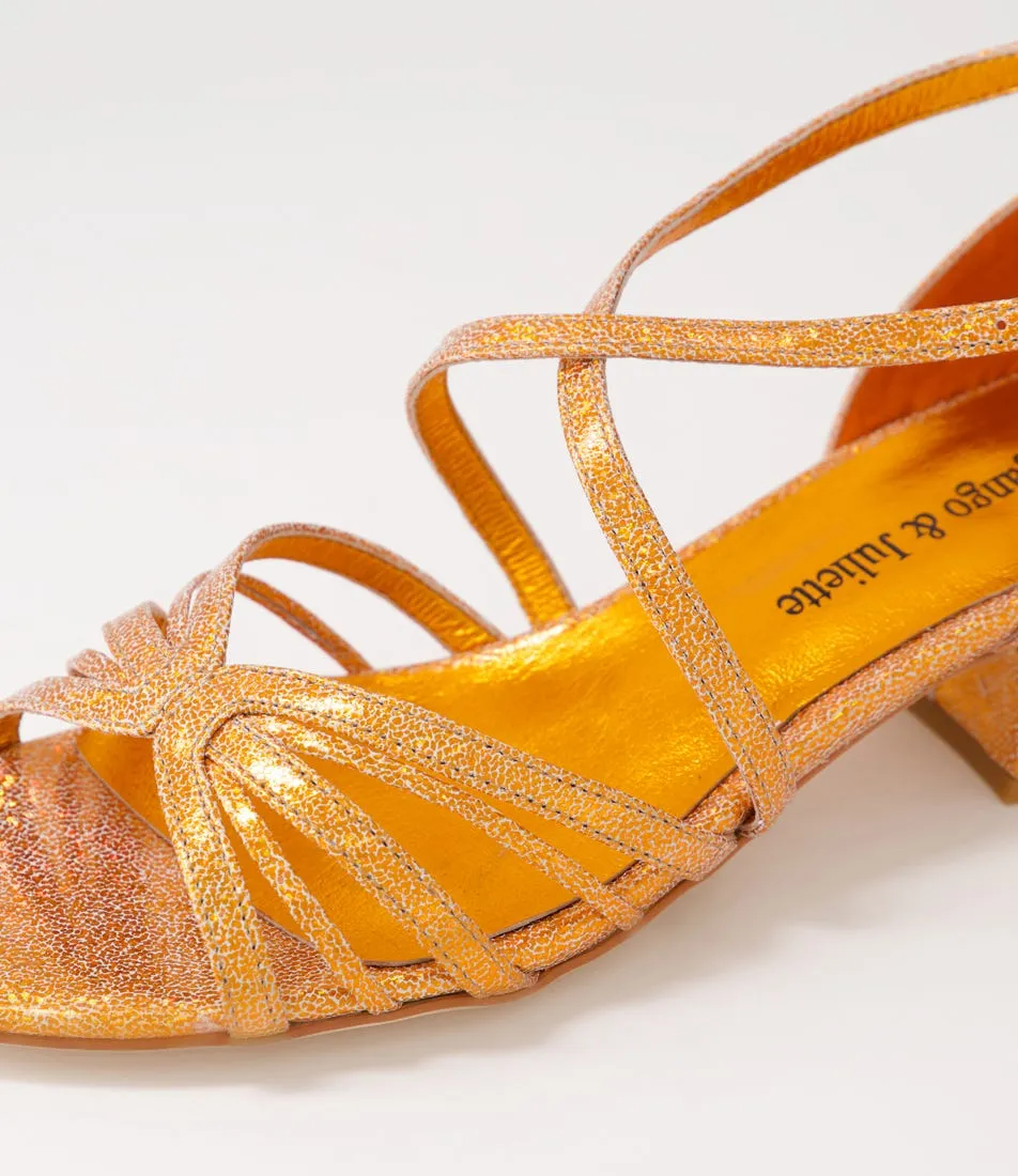 DJANGO & JULIETTE Tenna Orange Glam Leather Sandals