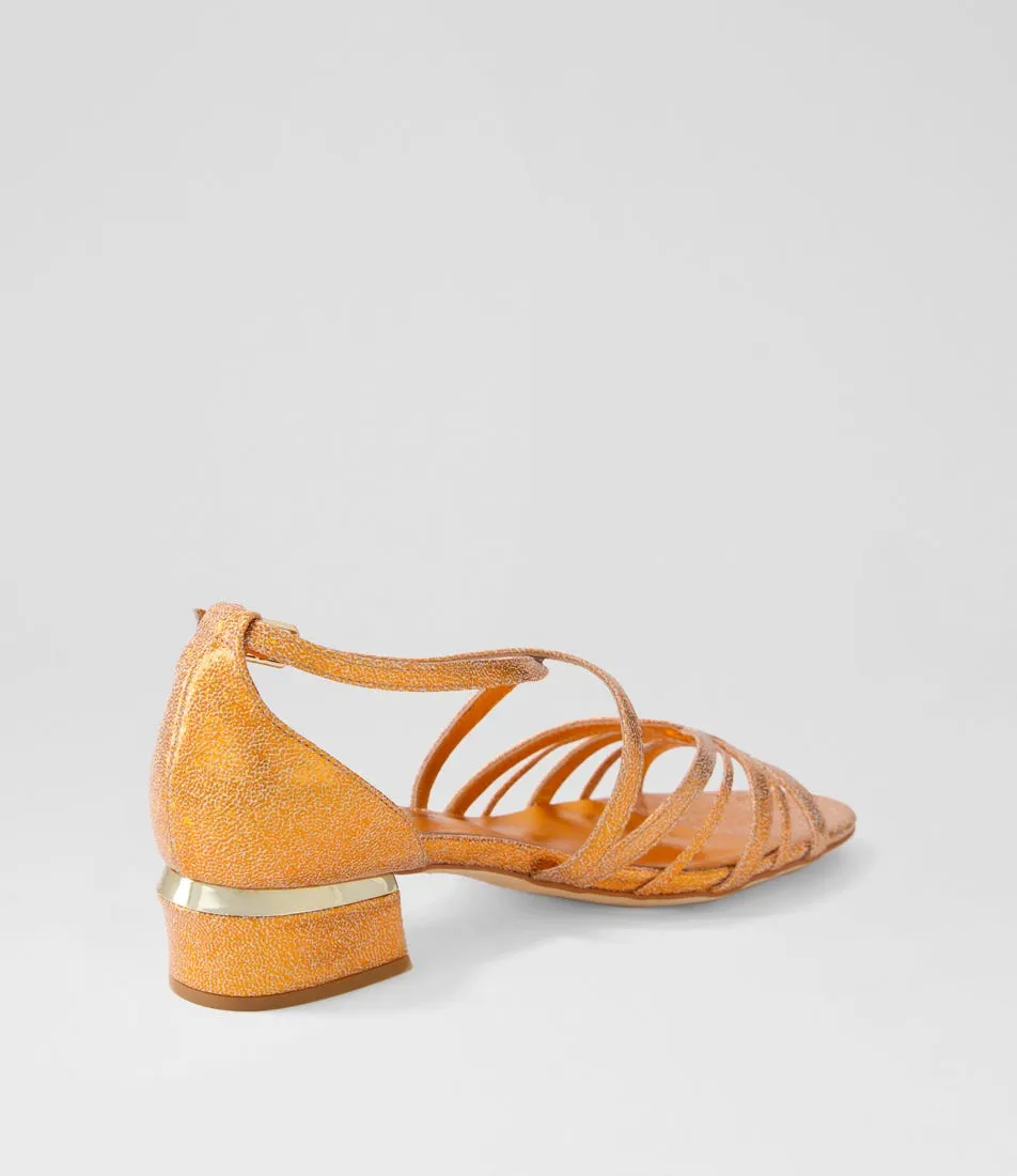 DJANGO & JULIETTE Tenna Orange Glam Leather Sandals