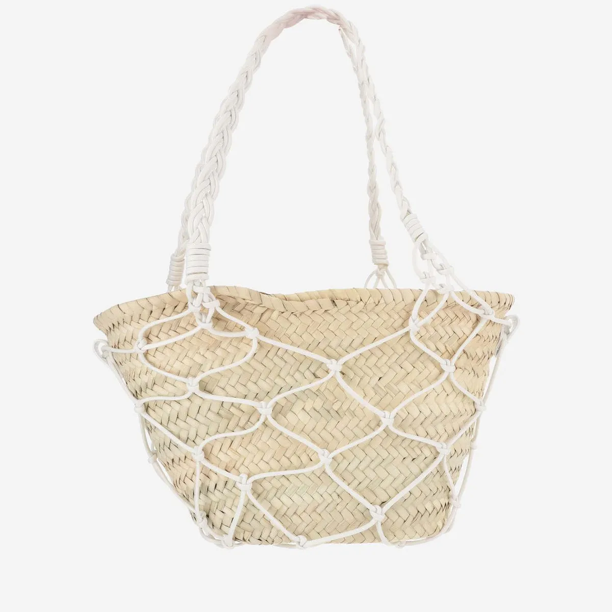 Filippo Catarzi    Filippo Catarzi Straw And Cotton Bag With Leather Details