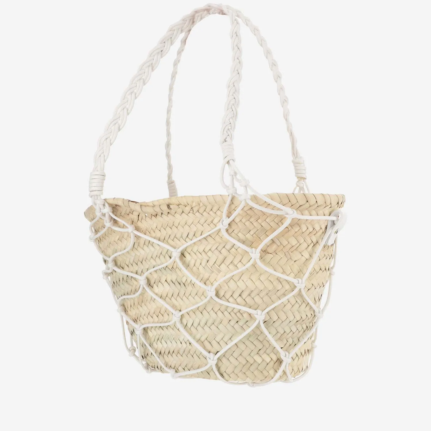 Filippo Catarzi    Filippo Catarzi Straw And Cotton Bag With Leather Details