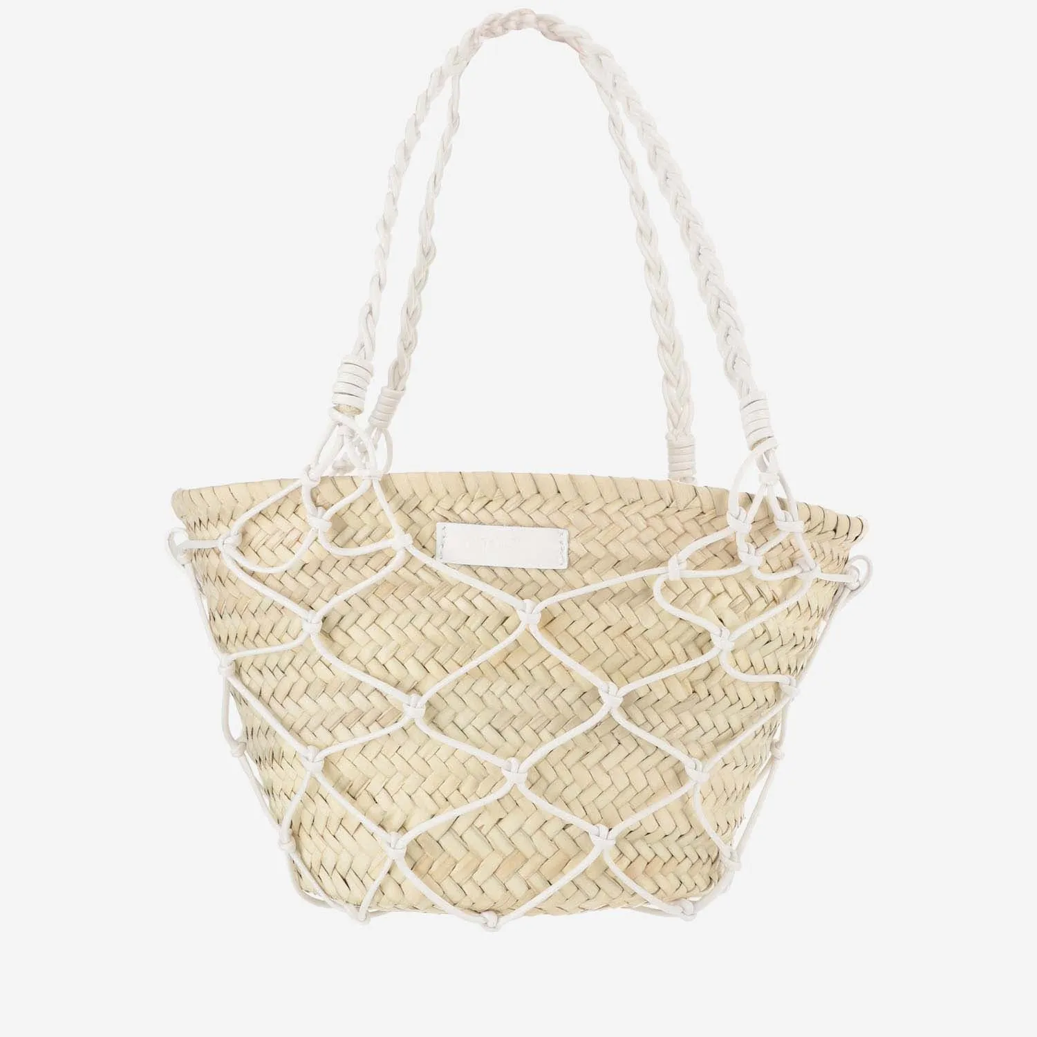 Filippo Catarzi    Filippo Catarzi Straw And Cotton Bag With Leather Details