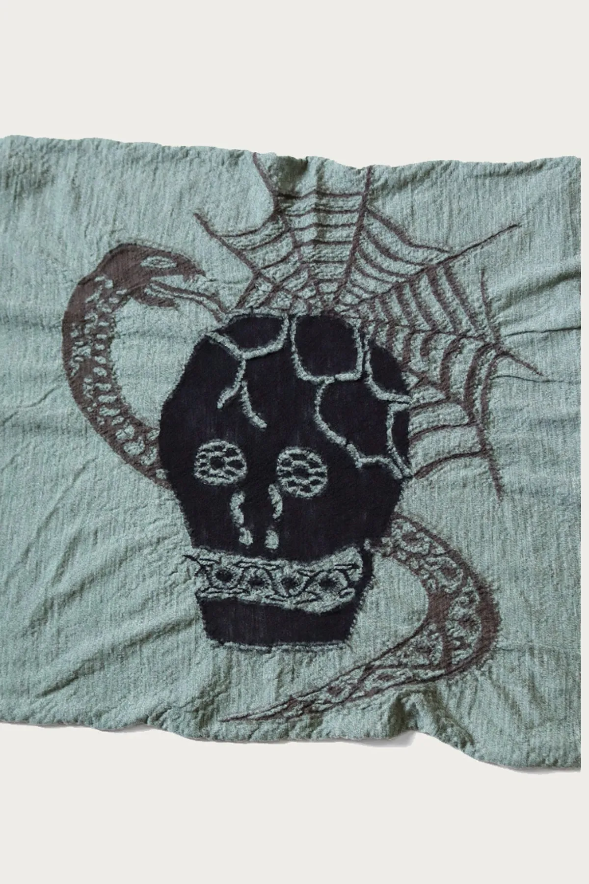 Fulling Wool Scarf COPTIC SKULL - Green