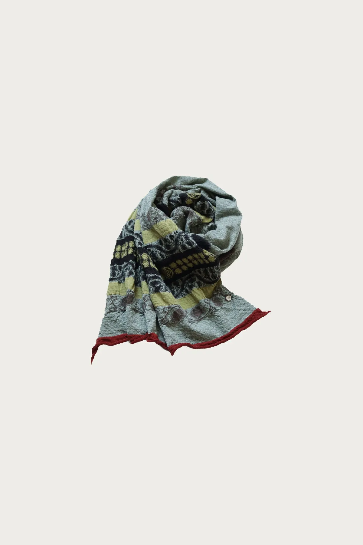 Fulling Wool Scarf COPTIC SKULL - Green