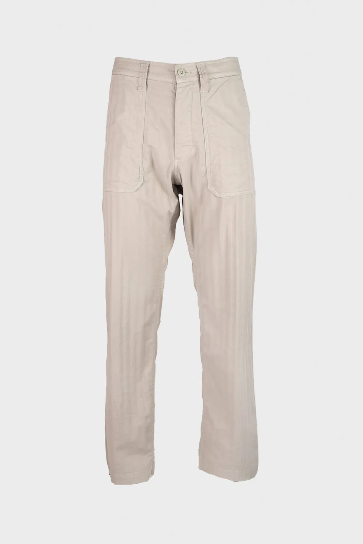 Garment Dye Wide Herringbone Fatigue Pants - Gray/Beige