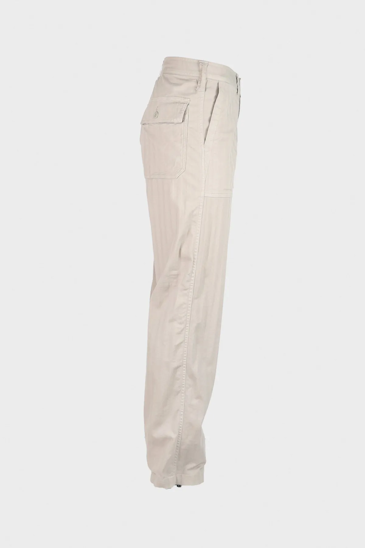 Garment Dye Wide Herringbone Fatigue Pants - Gray/Beige