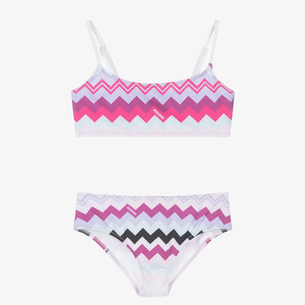 Girls Purple Zigzag Bikini