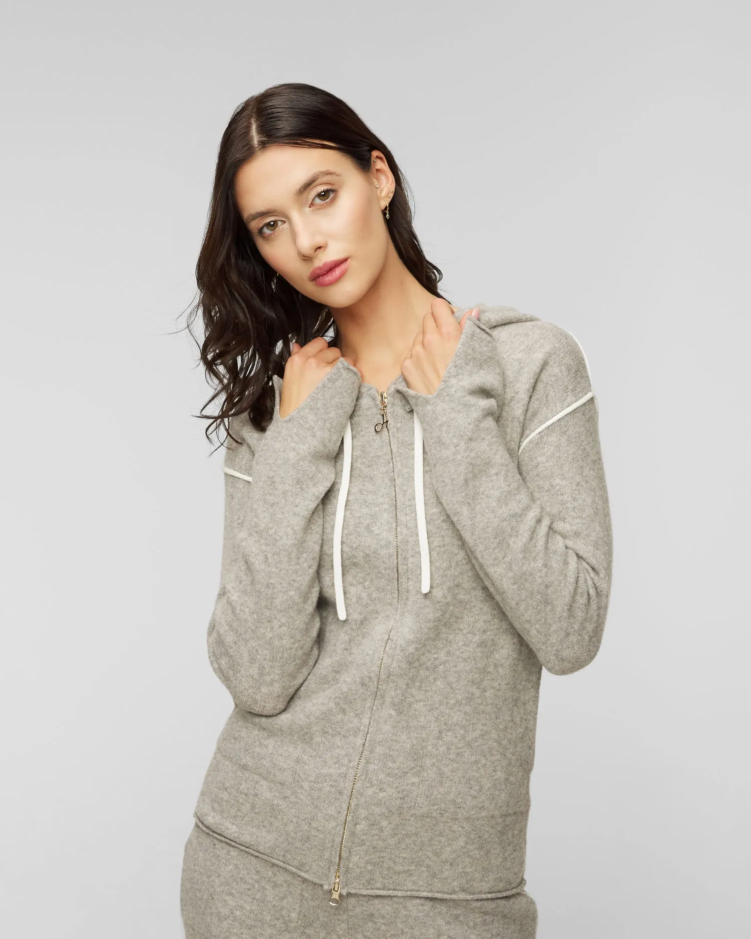 Grey women's wool blend pullover Deha d93221-43800