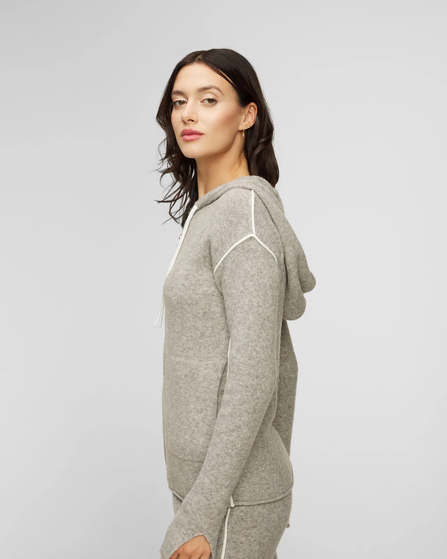 Grey women's wool blend pullover Deha d93221-43800