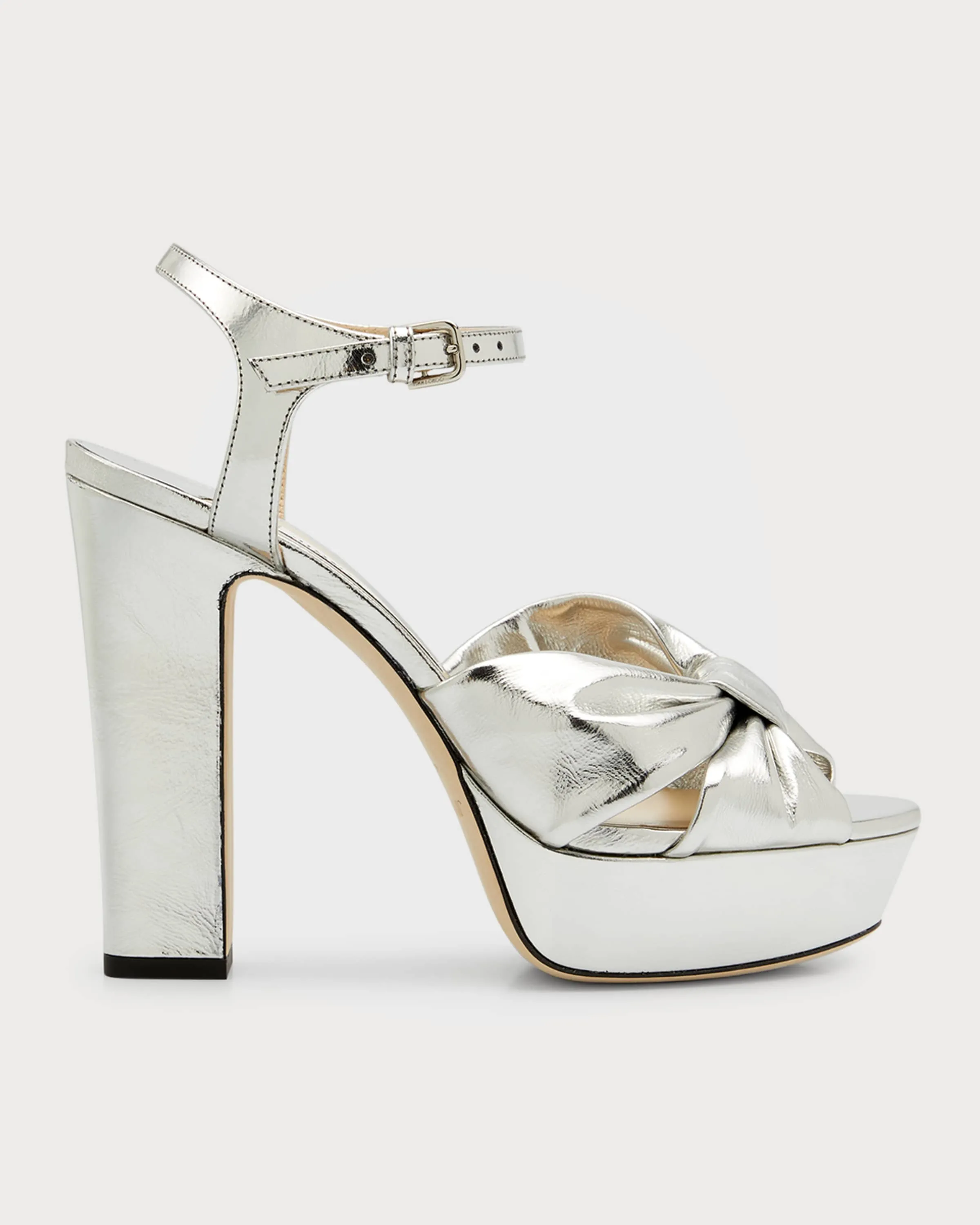 Heloise Metallic Ankle-Strap Platform Sandals