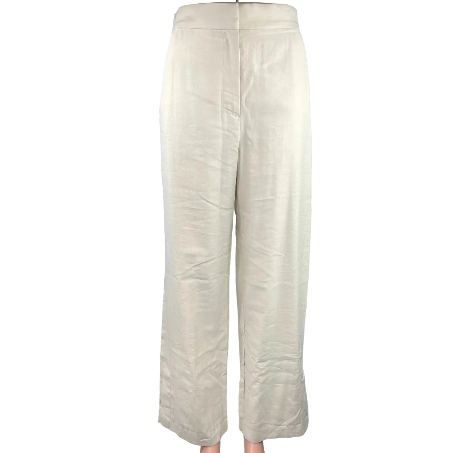 H&M Women's White High Rise Business Career Straight Leg Dress Pants Size 4