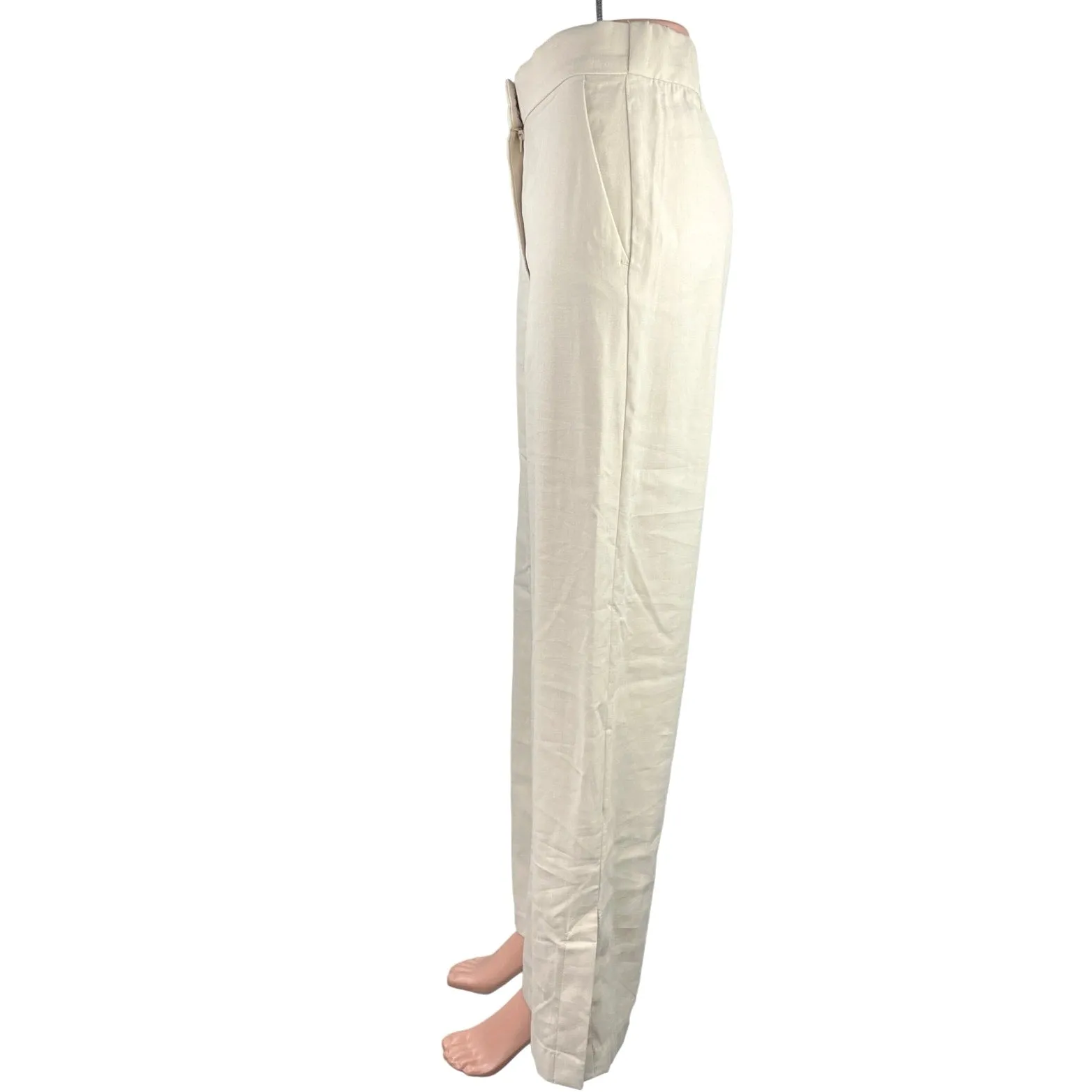 H&M Women's White High Rise Business Career Straight Leg Dress Pants Size 4