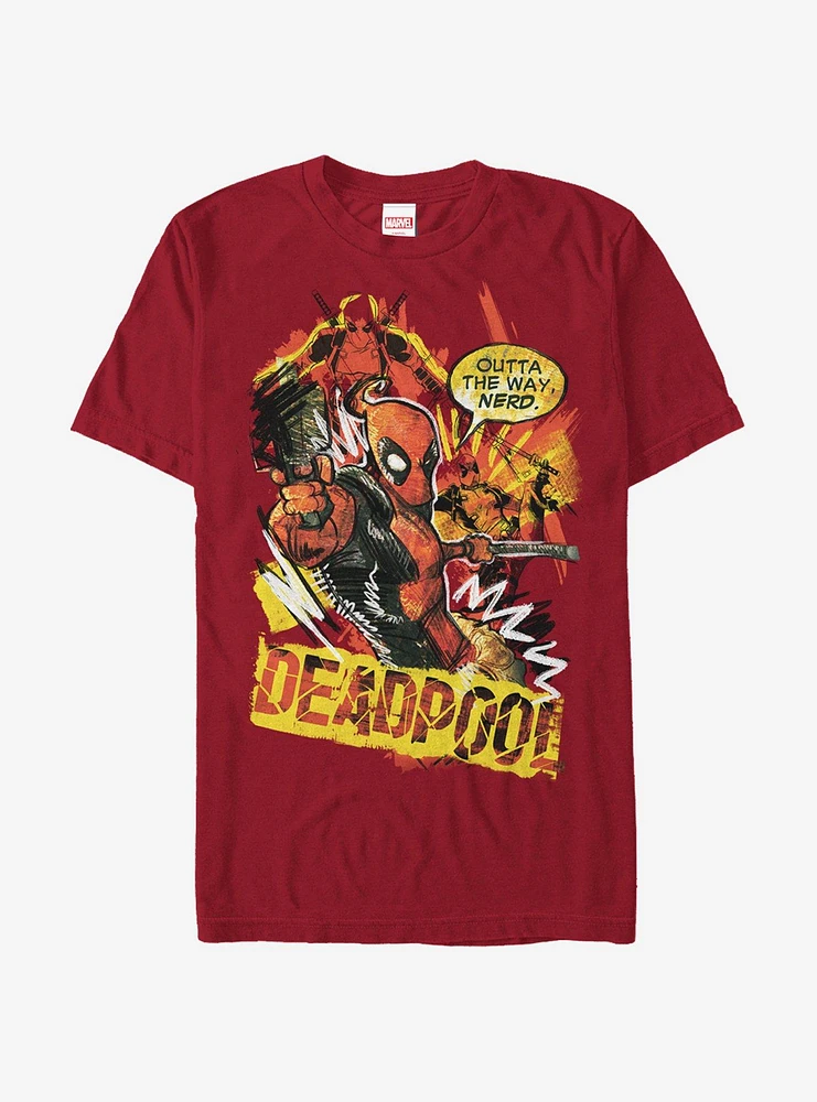 Hot Topic Marvel Deadpool Outta the Way Nerd T-Shirt