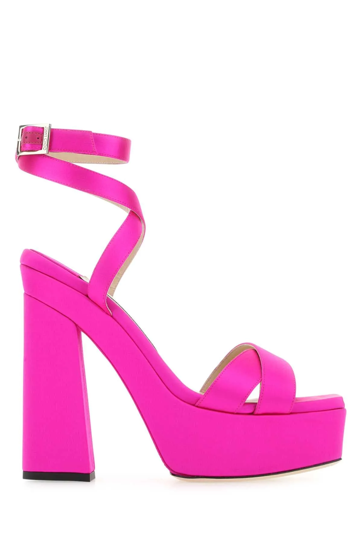 Jimmy Choo Fuchsia Satin Gaia Sandals