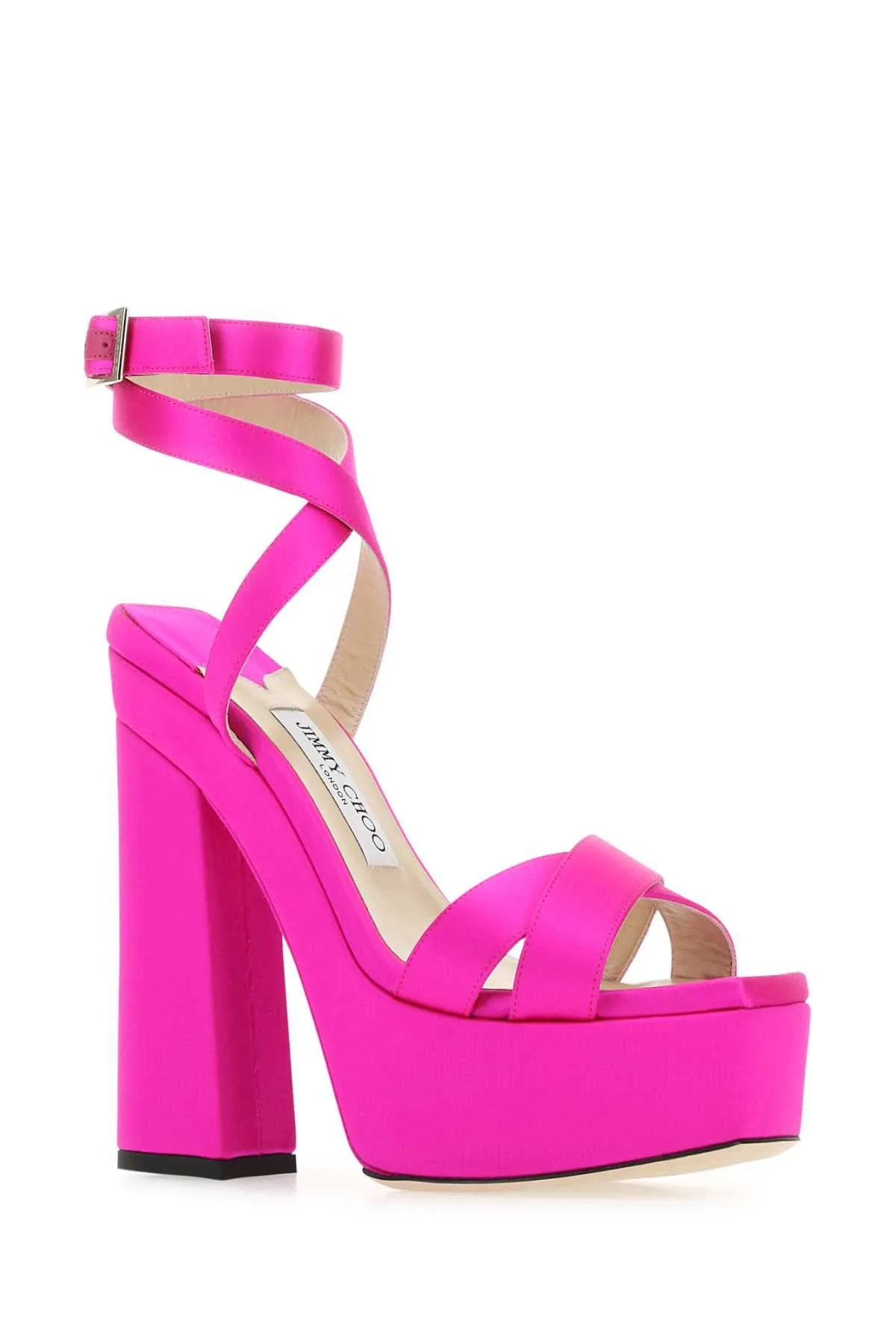 Jimmy Choo Fuchsia Satin Gaia Sandals