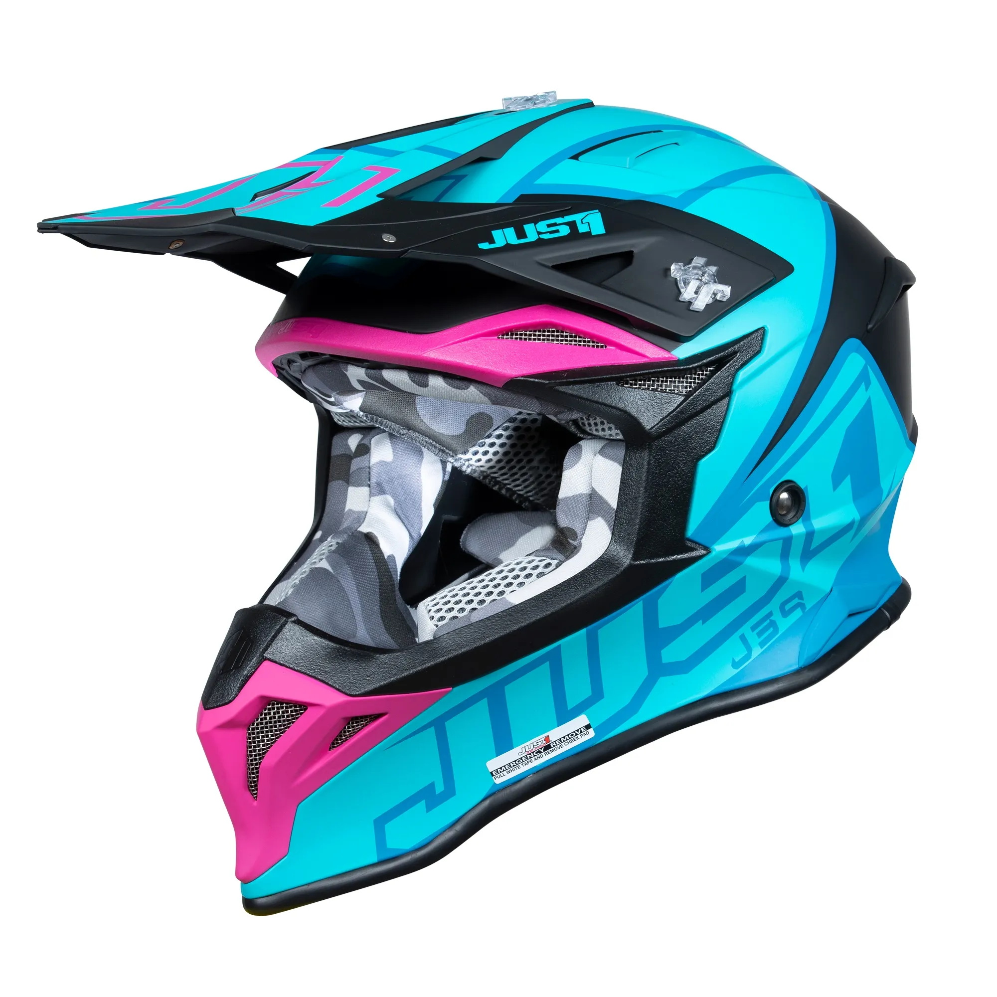 Just1 J39 Thruster Helmet - Petrol/Blue/Fuxia/Black