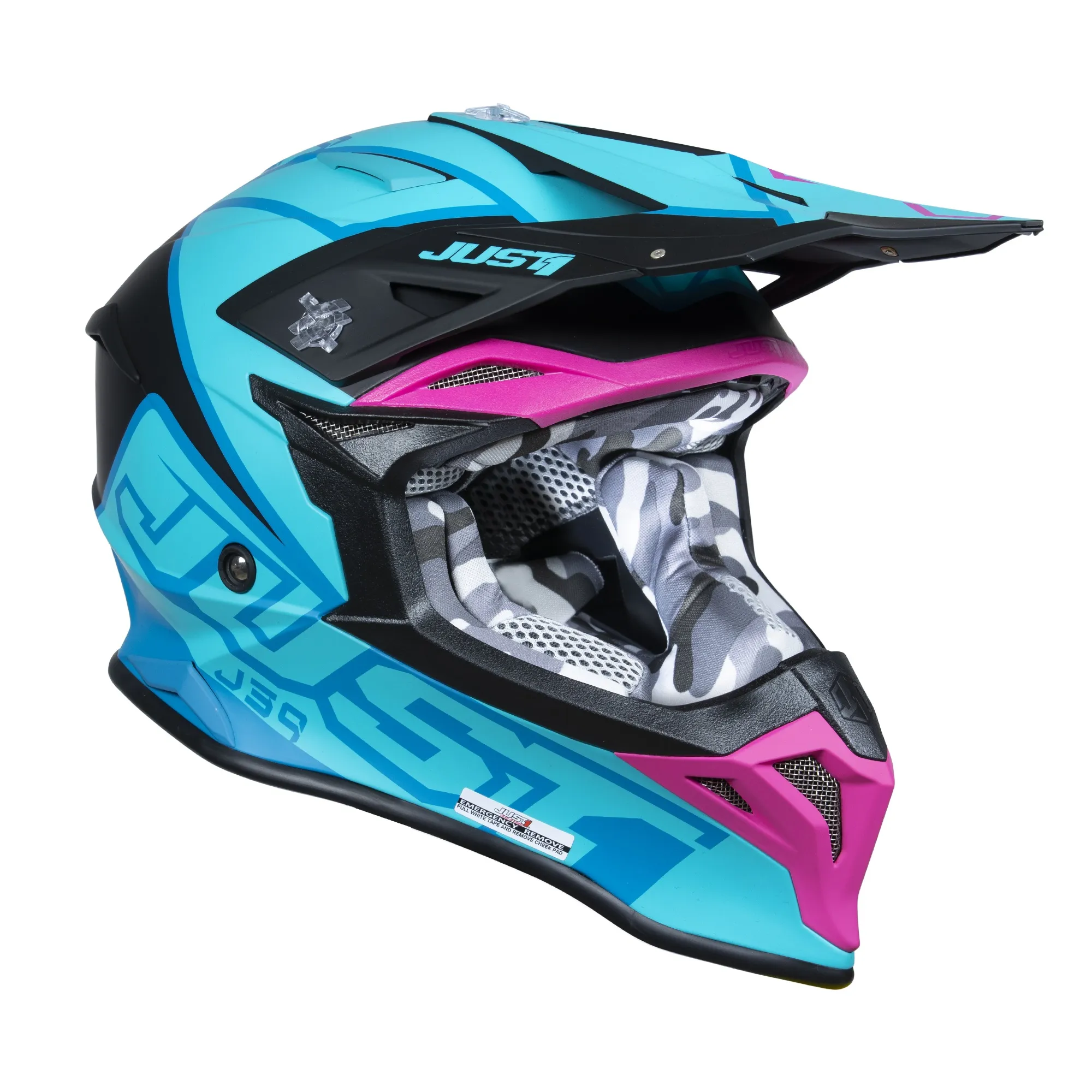 Just1 J39 Thruster Helmet - Petrol/Blue/Fuxia/Black