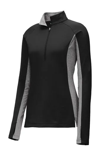 LADIES SPORT-WICK STRETCH CONTRAST 1/4 ZIP PULLOVER