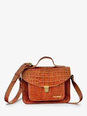 leather hand bag for woman Brown - Mademoiselle George Alligator Cocktail Amber | PAUL MARIUS