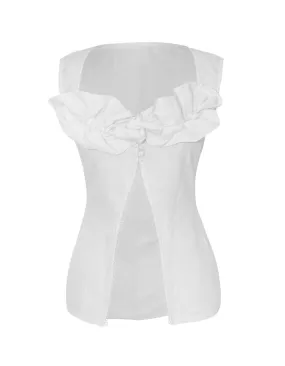 Maet Primrose Ruffled Sleeveless Top - White