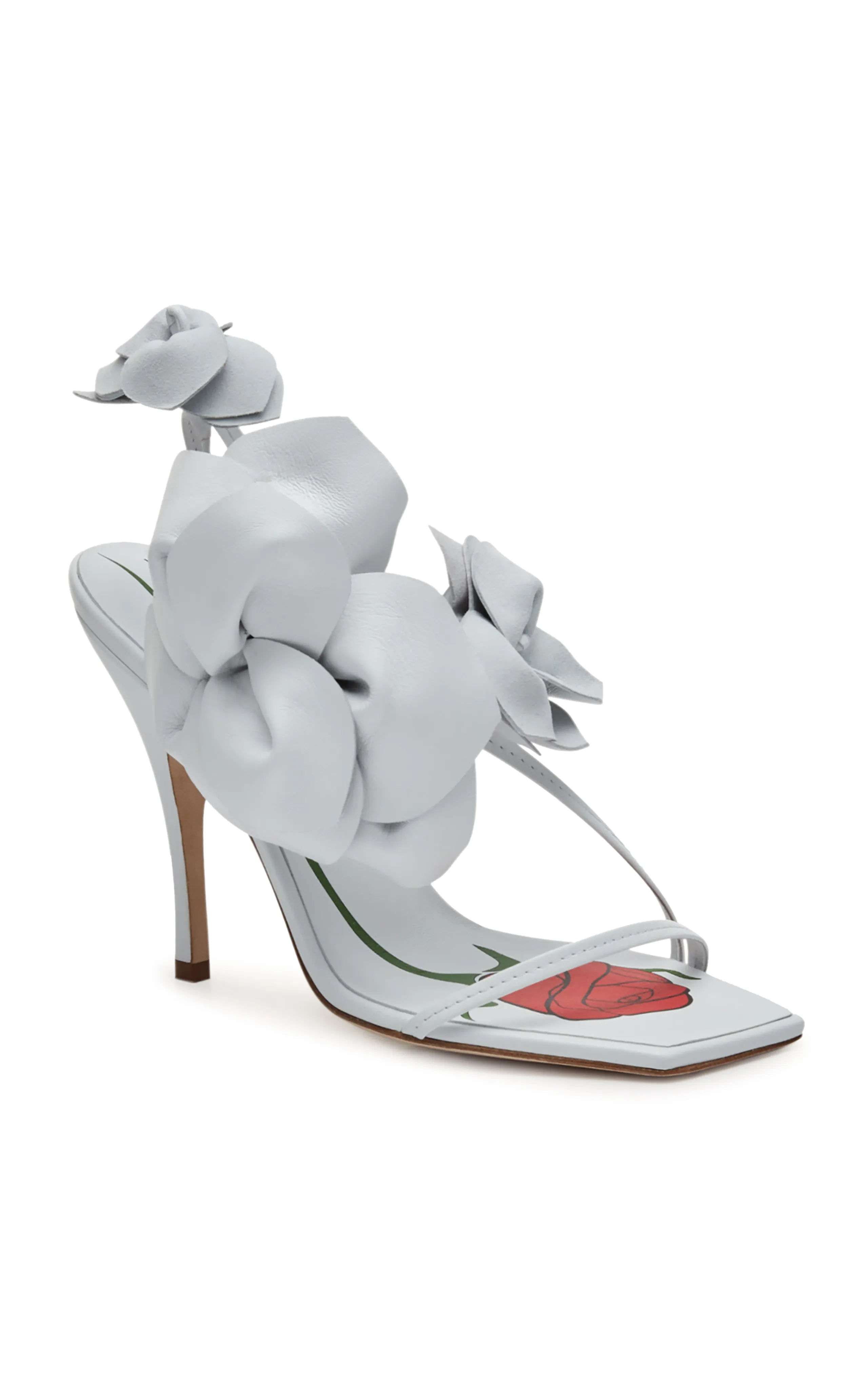 Magda Butrym Flower-Embellished Leather Heeled Sandals