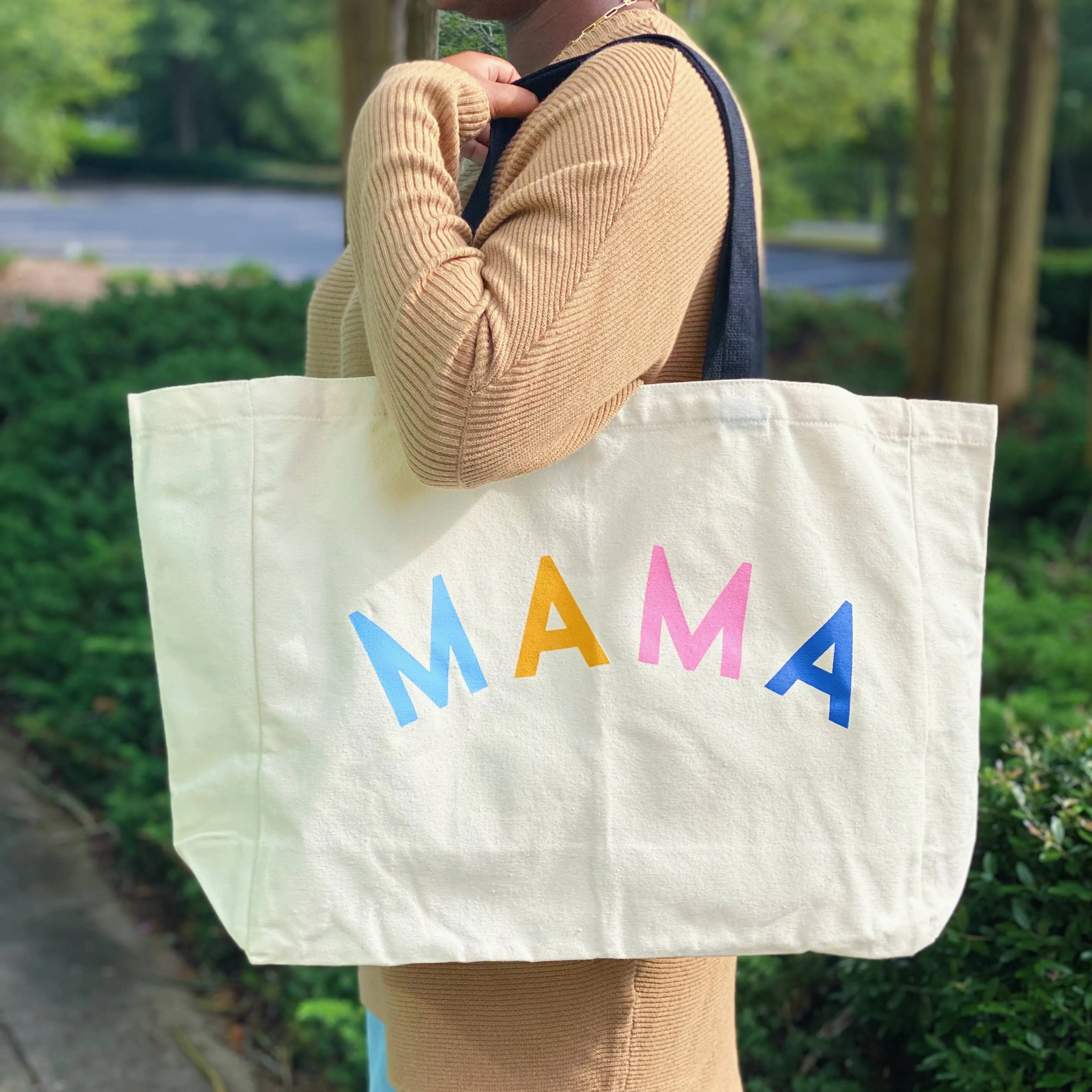 Mama Canvas Tote: Multi Colors