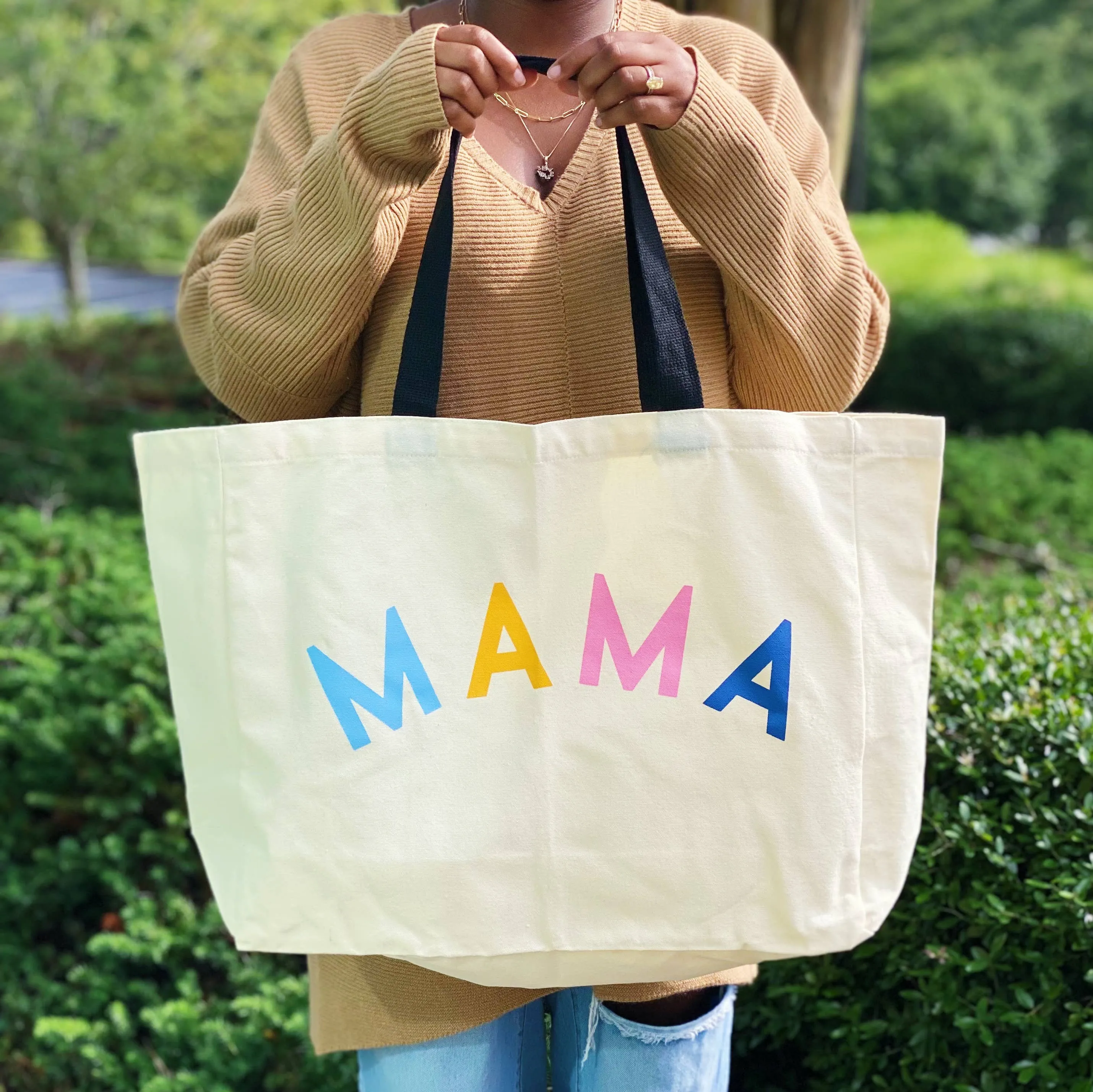 Mama Canvas Tote: Multi Colors