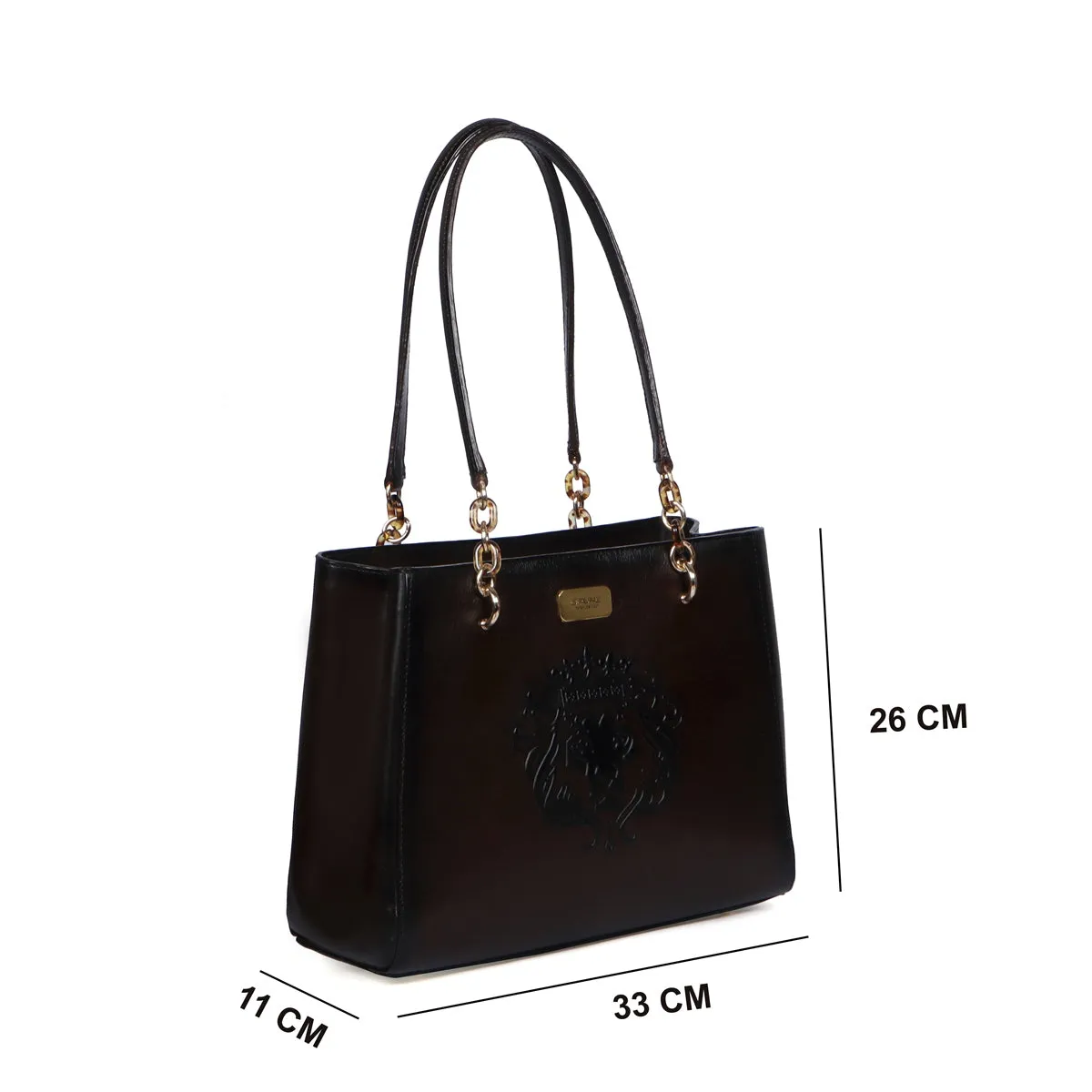 Medium Dark Brown Genuine Leather Hand Bag For Women