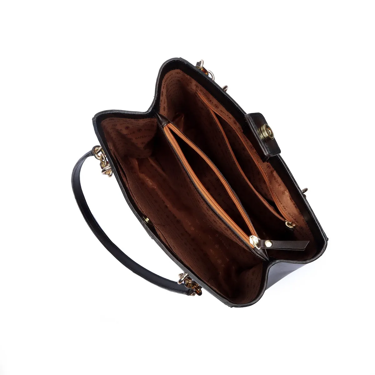 Medium Dark Brown Genuine Leather Hand Bag For Women