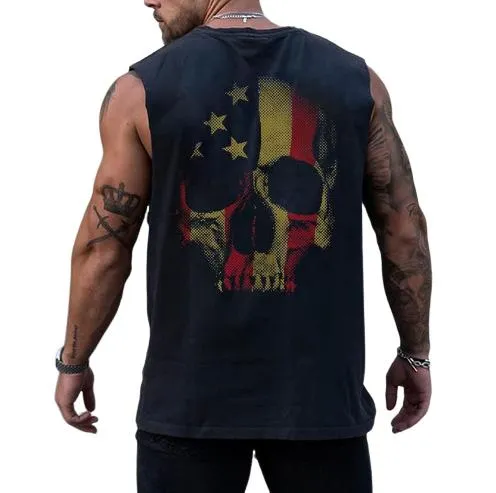 Men's Casual Skull Sleeveless Round Neck Tank Top 94935190TO