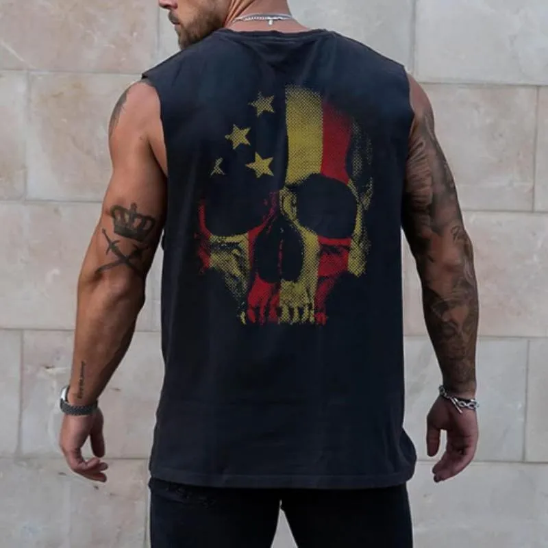 Men's Casual Skull Sleeveless Round Neck Tank Top 94935190TO