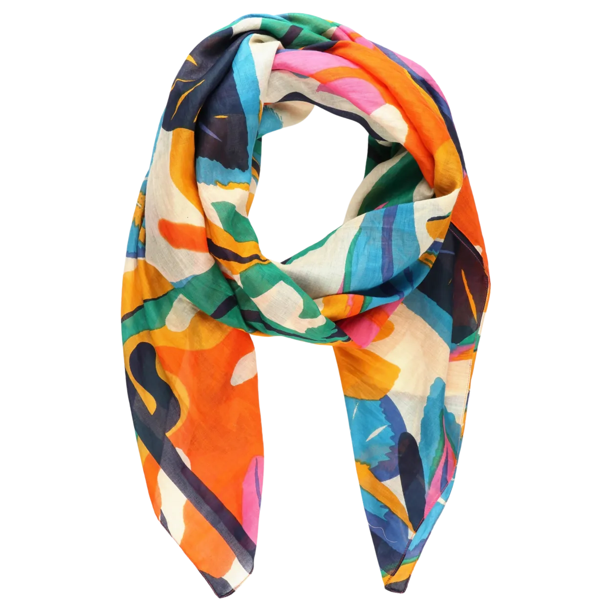 Miss Shorthair Bold Cotton Tropical Leaf Print Scarf