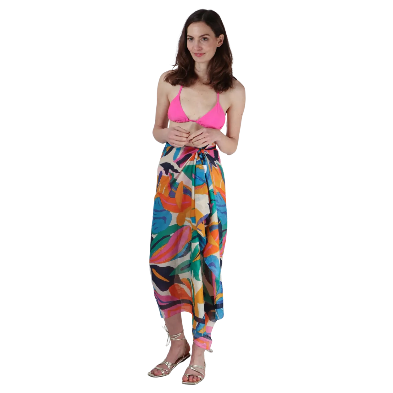 Miss Shorthair Bold Cotton Tropical Leaf Print Scarf