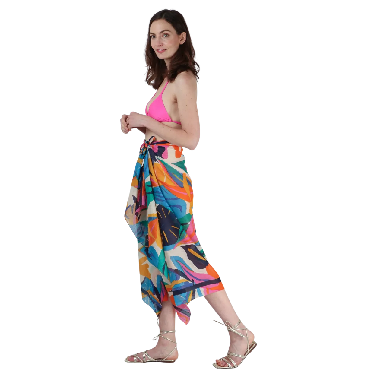 Miss Shorthair Bold Cotton Tropical Leaf Print Scarf