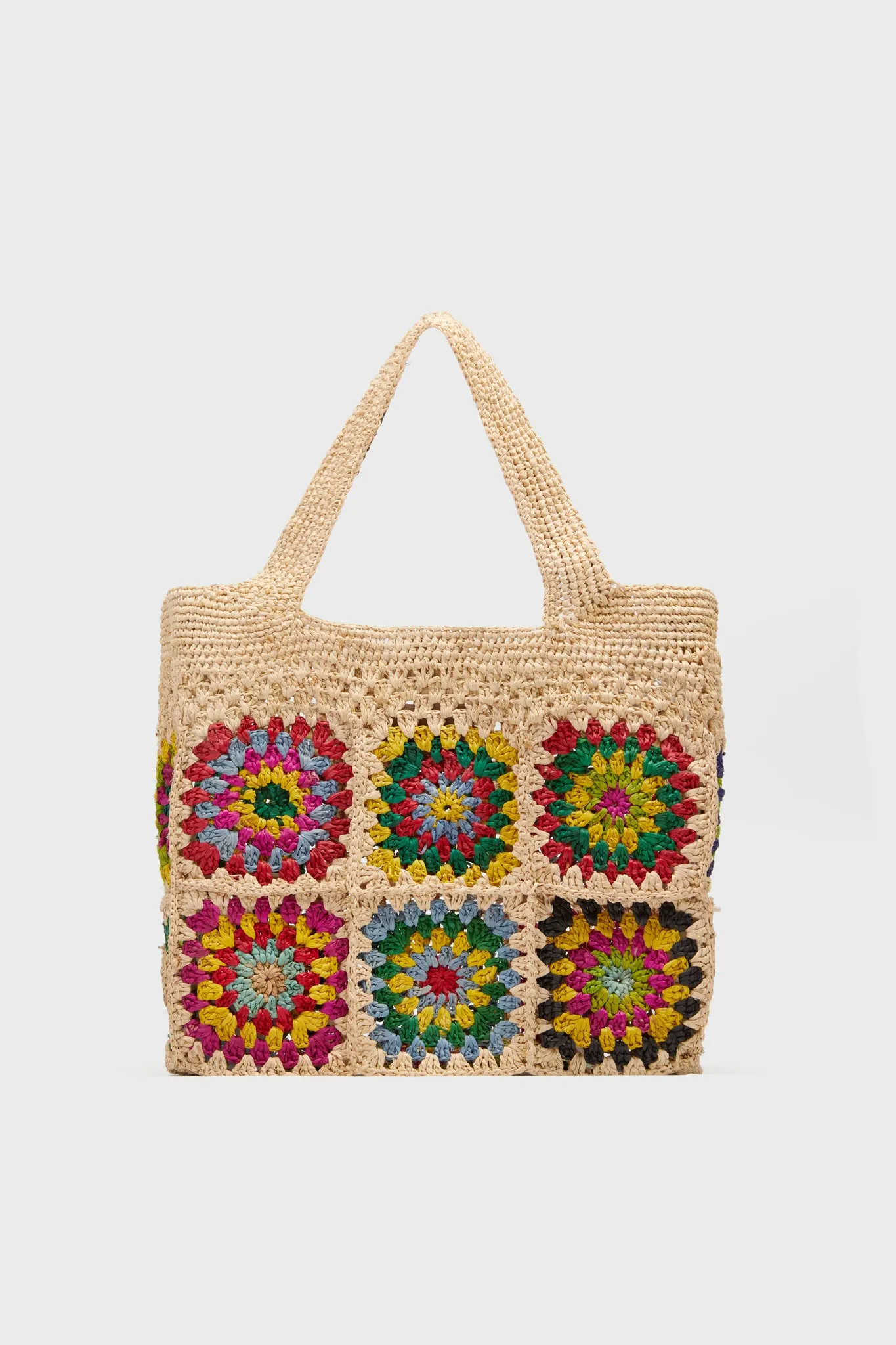 Multi Carina Raffia Crochet Tote