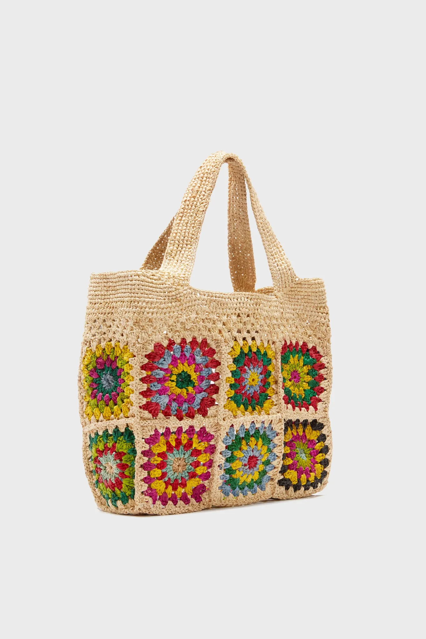 Multi Carina Raffia Crochet Tote